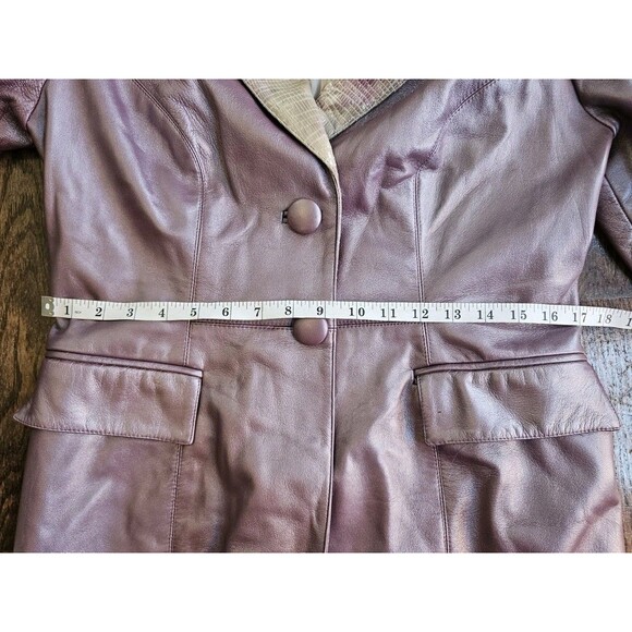 Max Nugus Haute Couture Ladies Pant Suit M/ 32" Metallic Purple Faux Snake Skin - Picture 9 of 16